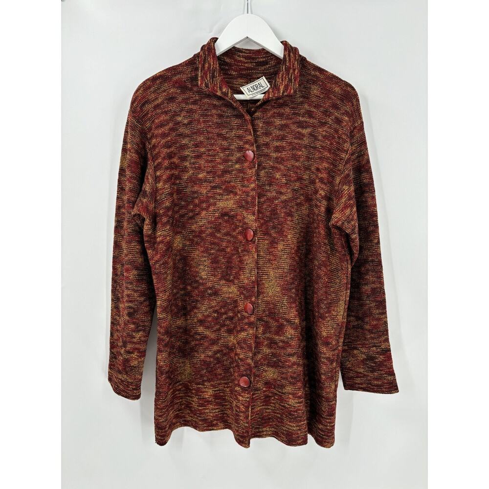 Alnoral Vintage Cardigan Sweater Womens Medium Brown Red Rust Wool Blend Knit